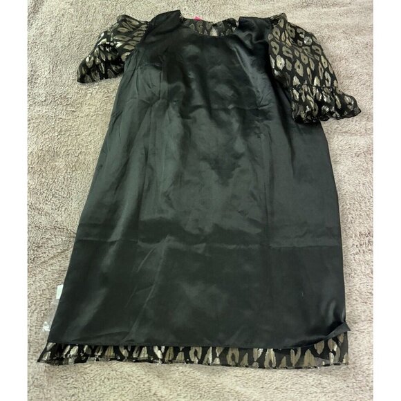 Lilly Pulitzer Francis Silk Dress In Onyx Leopard Metallic Black Size L New $248 - Picture 11 of 14